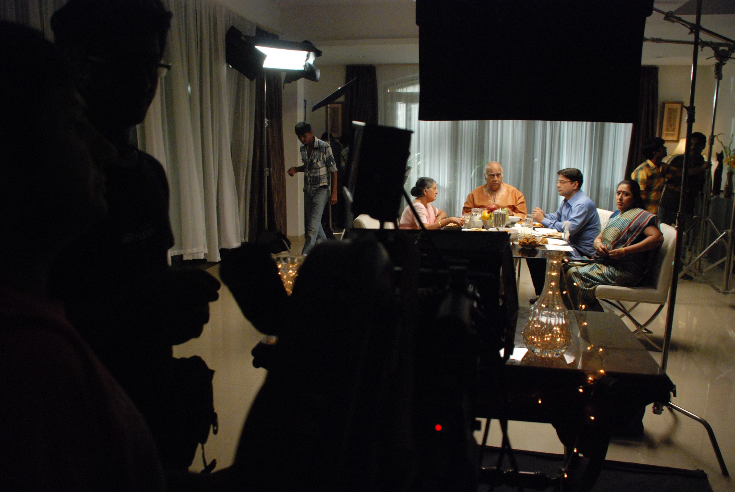 Filmmaker Arvind Gupta directing an ad film on set