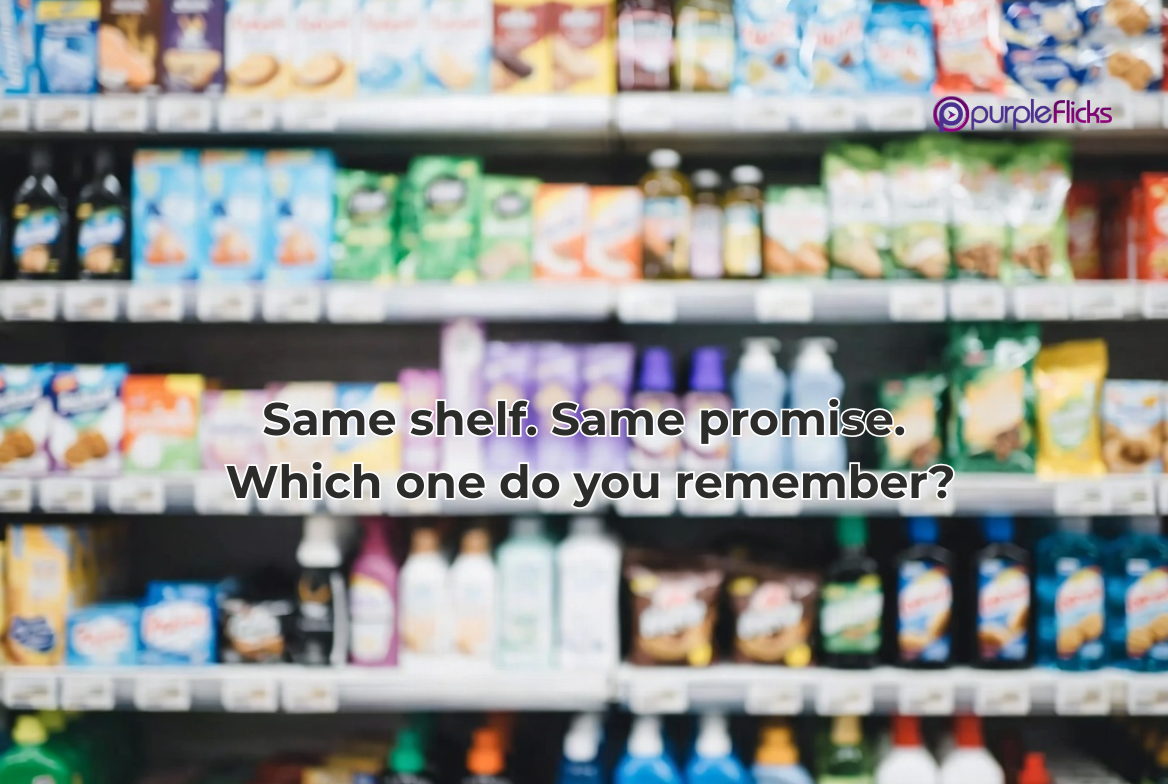 Supermarket with fmcg asking a question